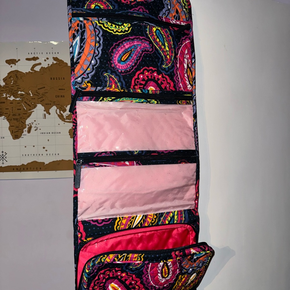 Vera Bradley Pink and Black Paisley Travel Organizer